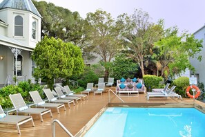 Outdoor pool, pool loungers