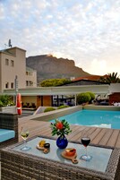 Outdoor pool, pool loungers