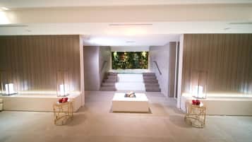 Sauna, hot tub, steam room, body treatments, hot stone massages