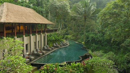 2 outdoor pools, open 8:00 AM to 8:00 PM, free cabanas, pool umbrellas. Maya Ubud Resort and Spa