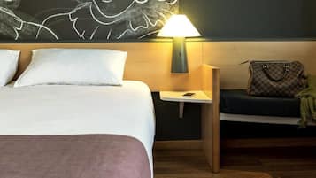 Down duvets, desk, blackout curtains, iron/ironing board (on request)