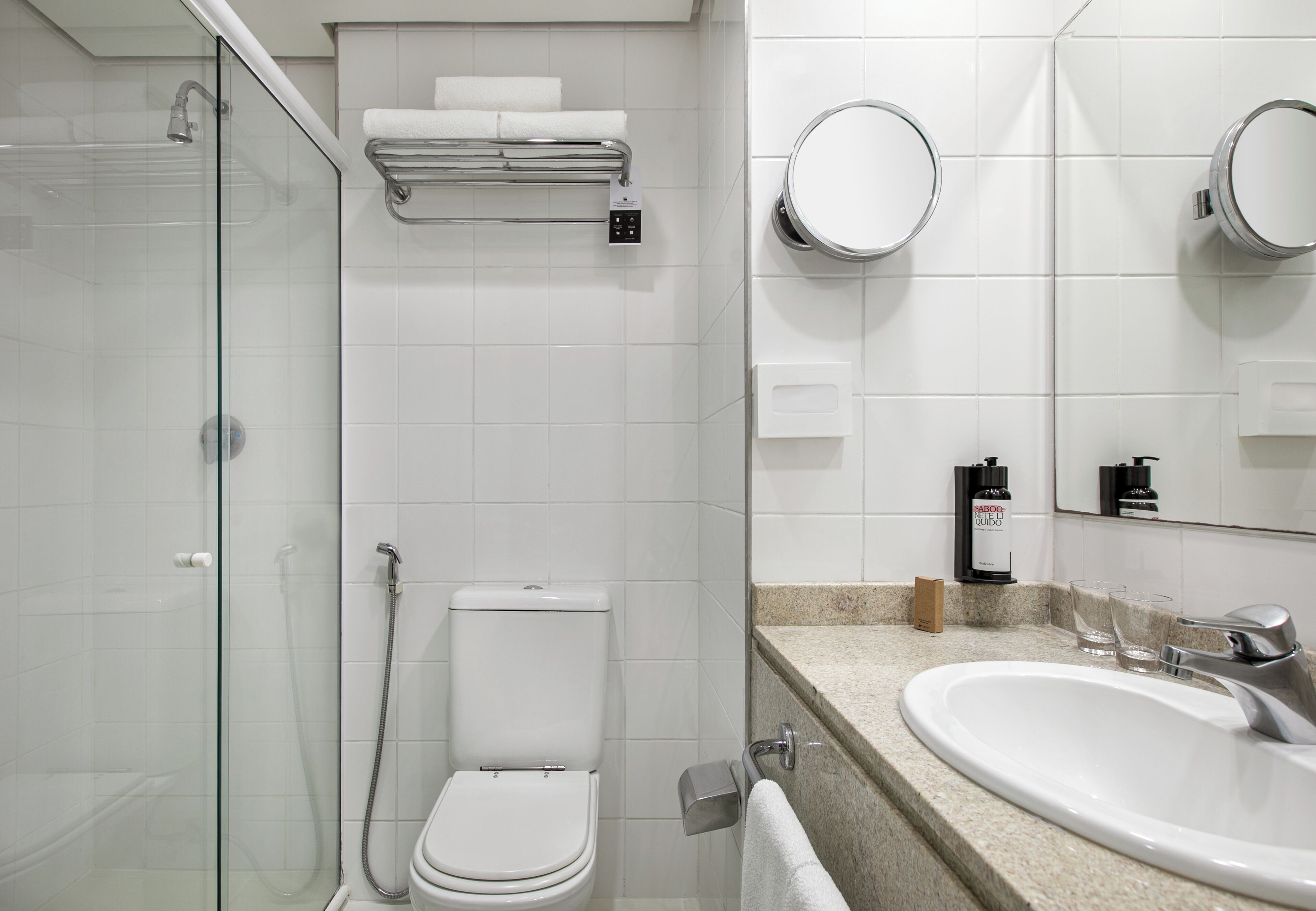 shower, rainfall showerhead, free toiletries, hair dryer