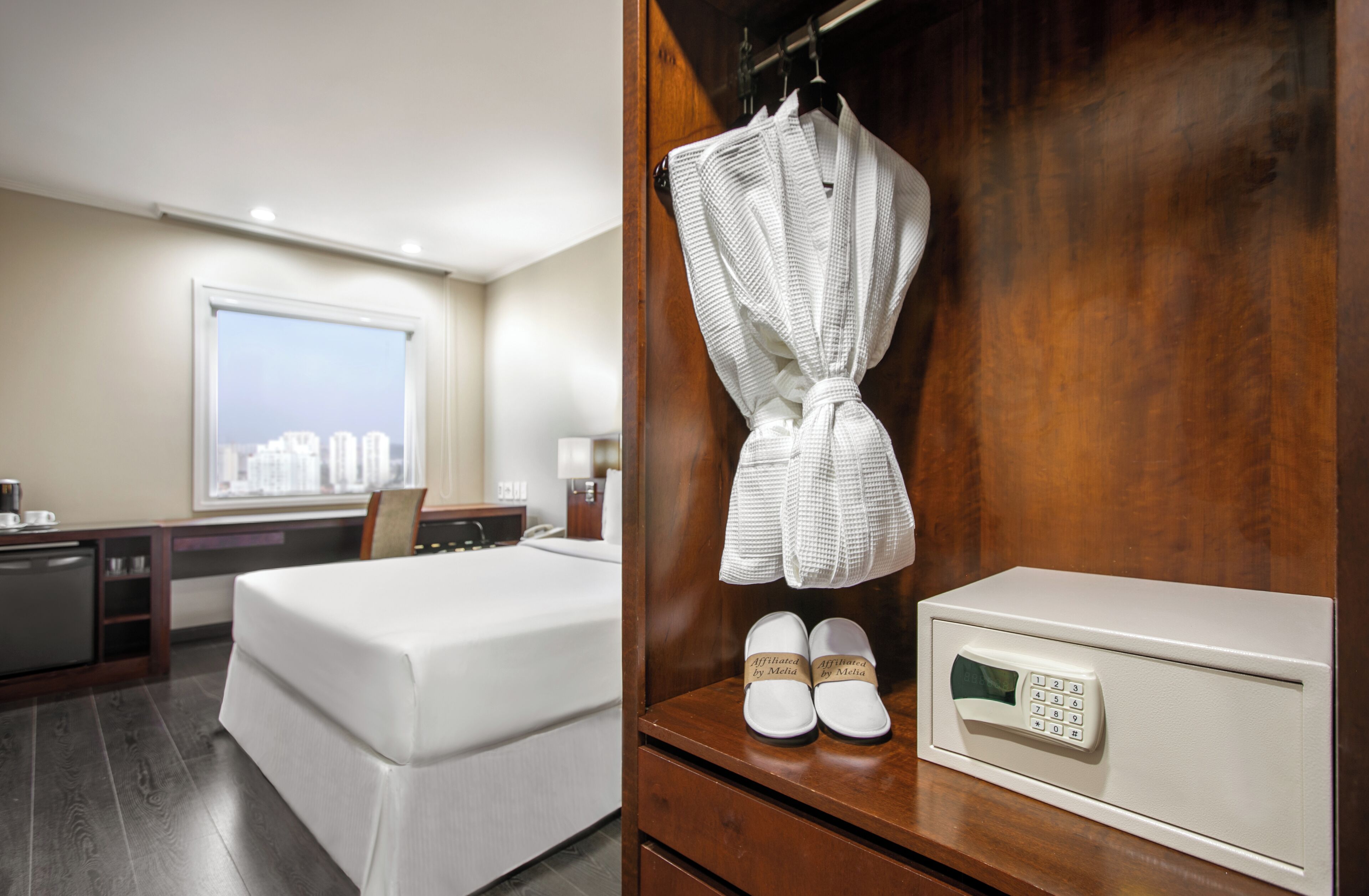 premium room queen | in-room safe, desk, laptop workspace, blackout curtains