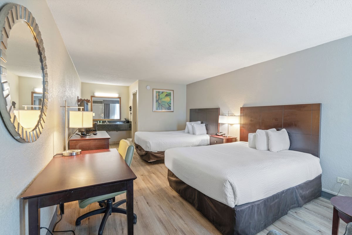 Standard Double Room, 2 Queen Beds, Smoking | In-room safe, iron/ironing board, free WiFi, bed sheets