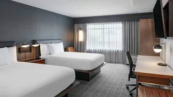 Room, 2 Queen Beds, City View | Premium bedding, desk, laptop workspace, iron/ironing board