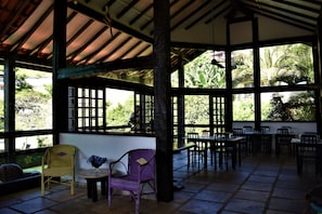 Breakfast, lunch, dinner served; garden views