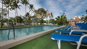 Outdoor pool, pool loungers