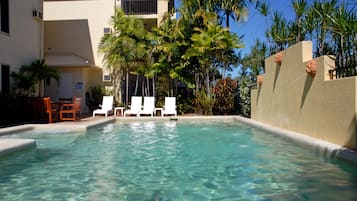 Outdoor pool, pool loungers