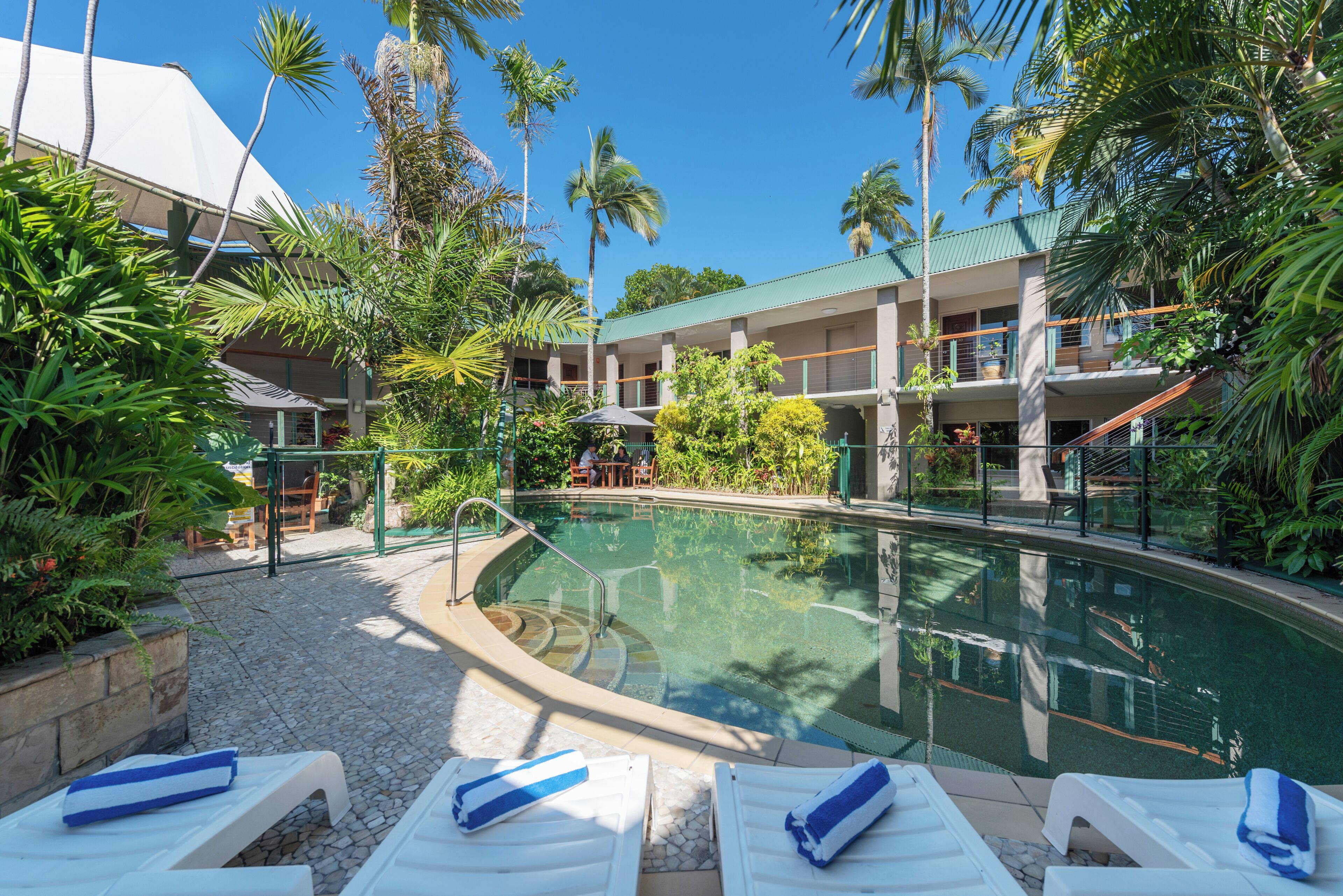 Outdoor pool, pool loungers