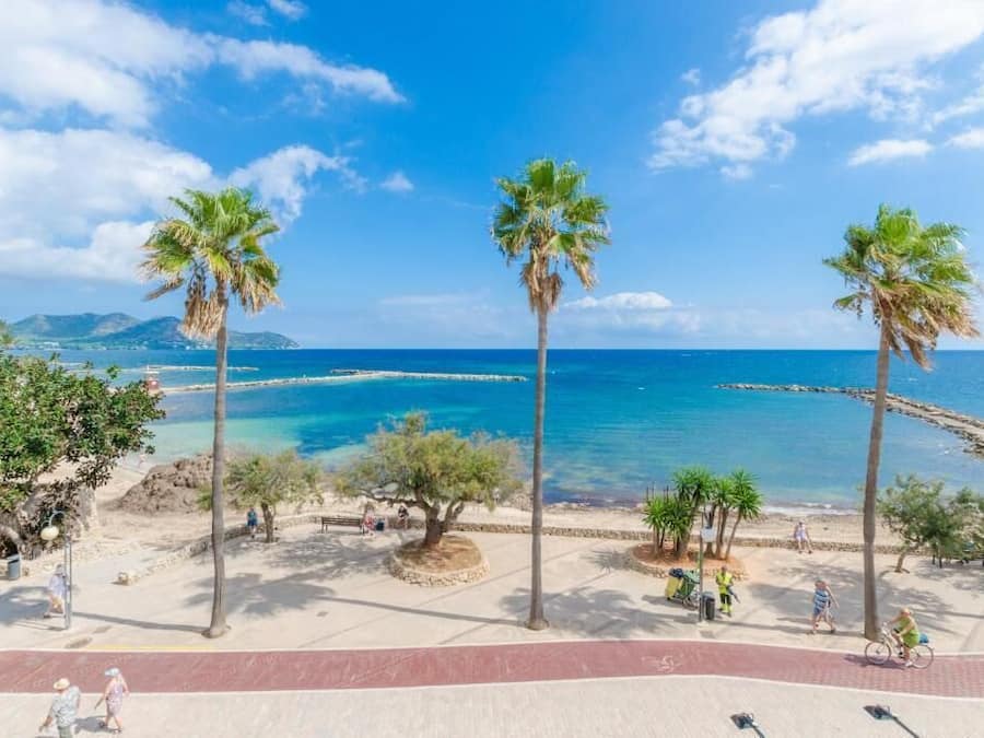 On the beach, beach umbrellas, beach towels