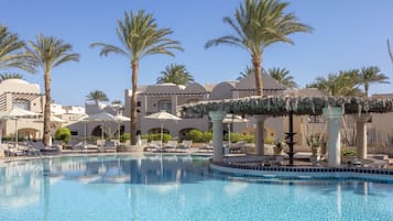 2 outdoor pools, pool umbrellas, sun loungers