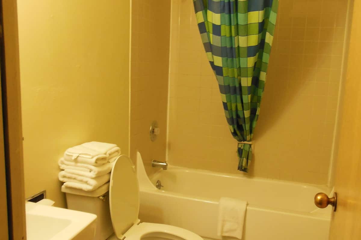 room, 1 queen bed, private bathroom | bathroom | towels