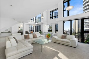 2 Bedroom Ocean View Penthouse | Living area | 45-inch TV with cable channels