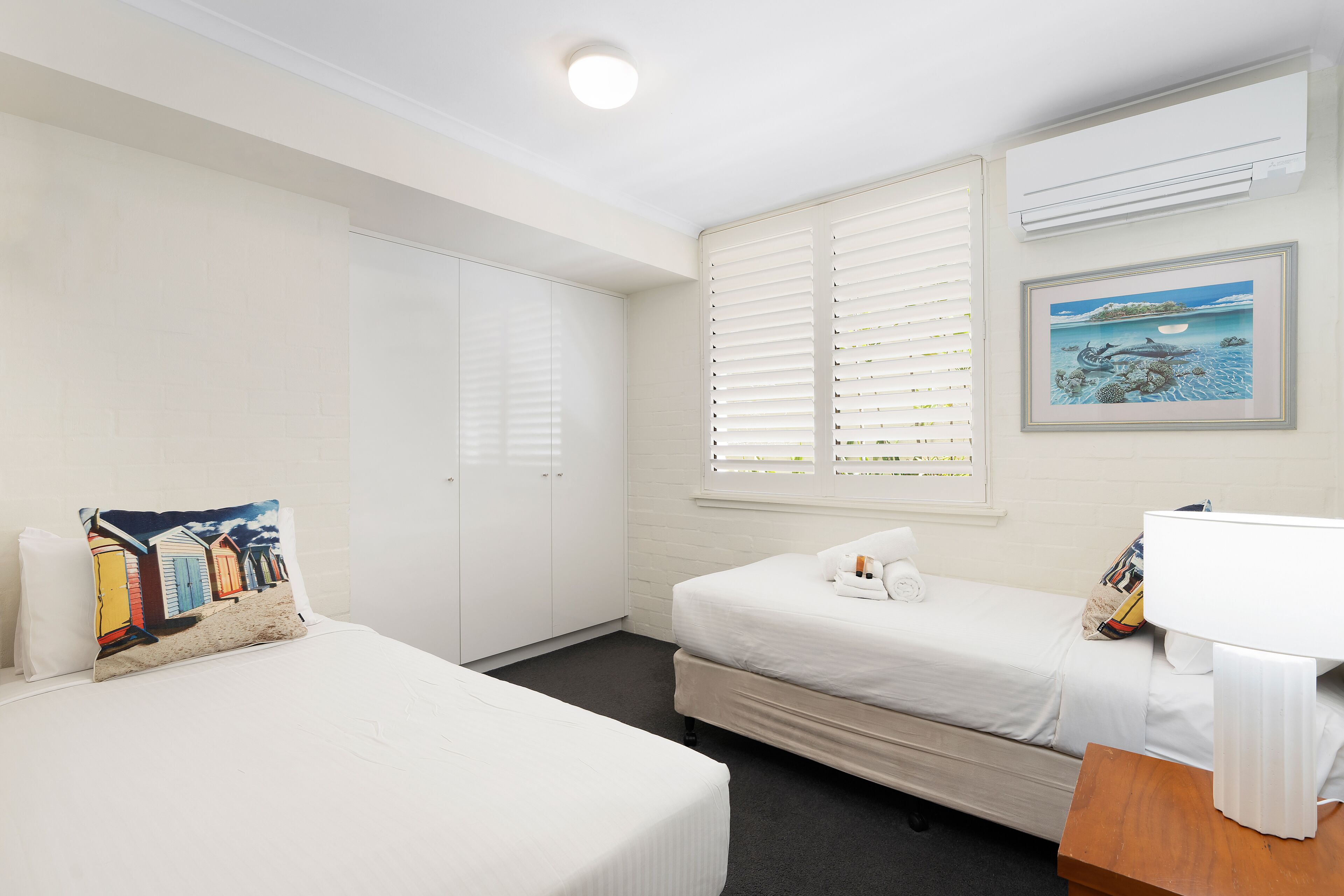 standard two bedroom apartment	 | iron/ironing board, bed sheets