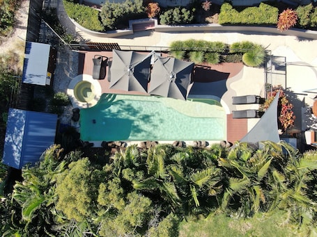 Outdoor pool, sun loungers
