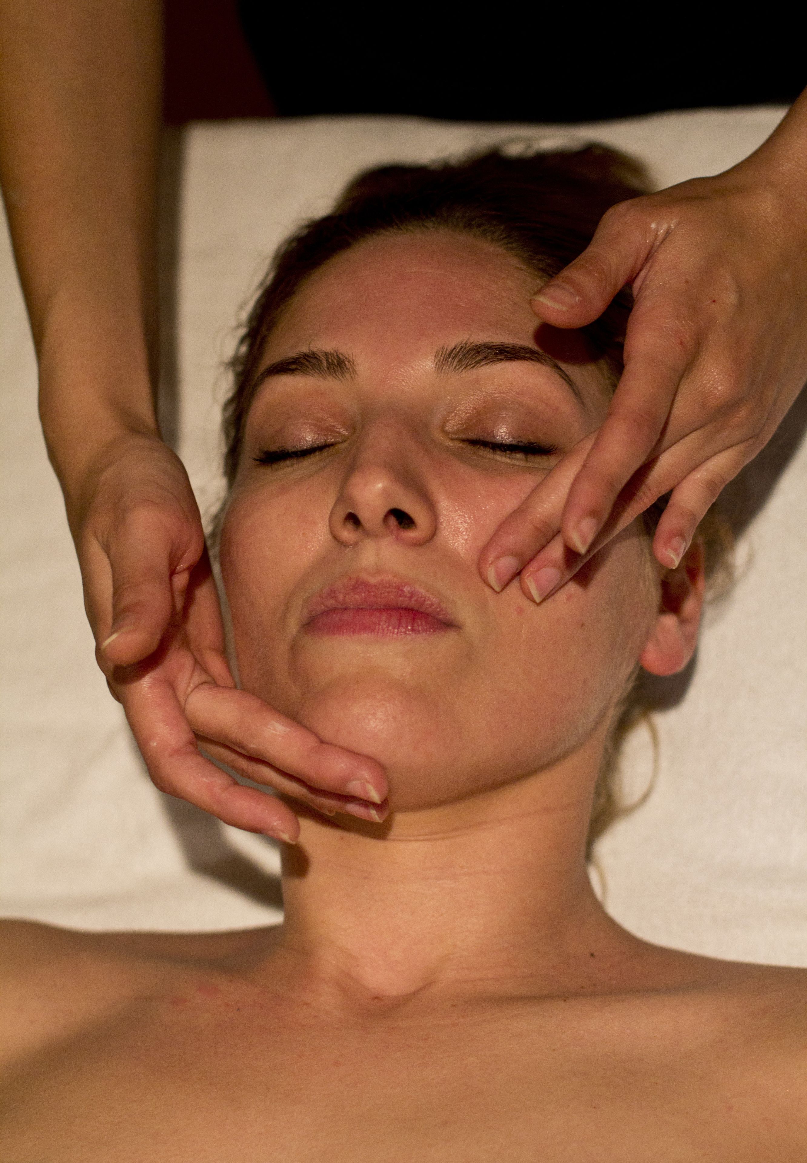 A person receiving a facial treatment.