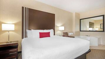 1 King Bed, Non Smoking, Jetted Tub | Premium bedding, pillowtop beds, desk, laptop workspace