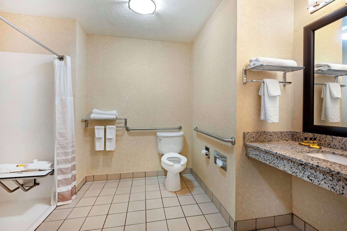 standard room, 2 queen beds, accessible, non smoking | bathroom | deep-soaking bathtub, hydromassage showerhead, free toiletries