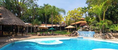 2 outdoor pools, open 8:00 AM to 9:00 PM, pool umbrellas, sun loungers