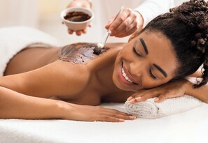 Body treatments, body wraps, body scrubs, facials, 2 treatment rooms