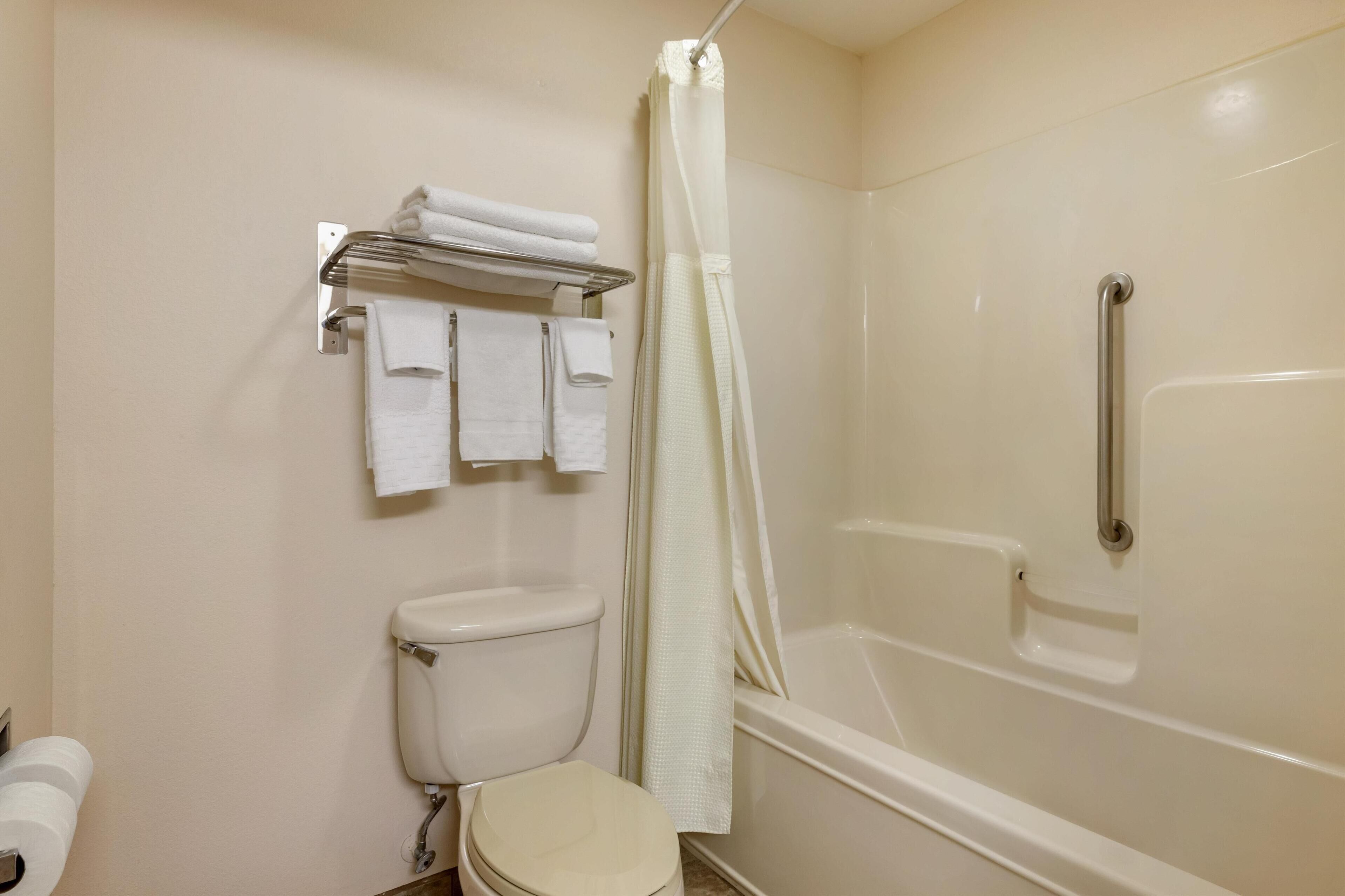 free toiletries, hair dryer, towels