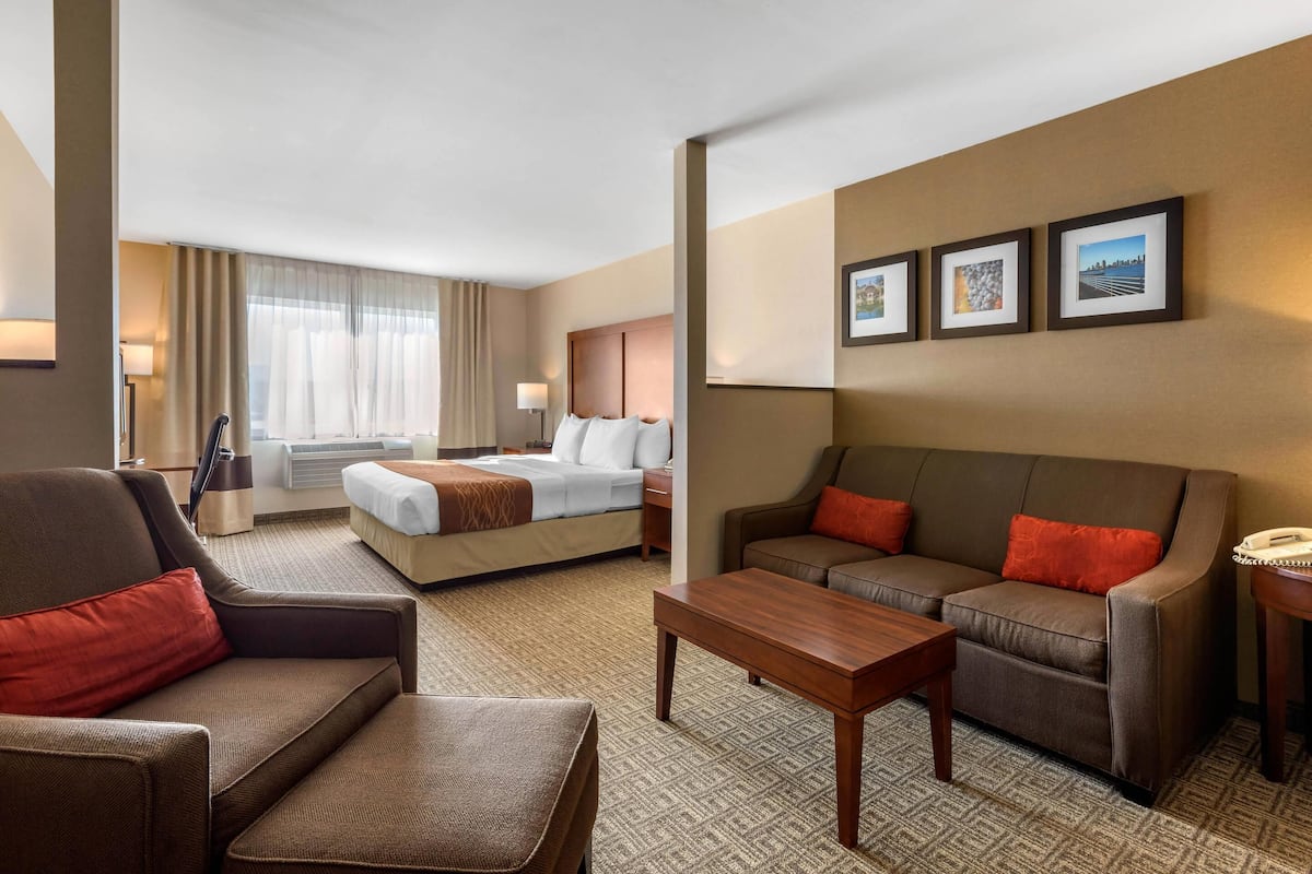 Suite, 1 cama King size y sofá cama, para no fumadores | Espacio para trabajar con laptop y cortinas blackout