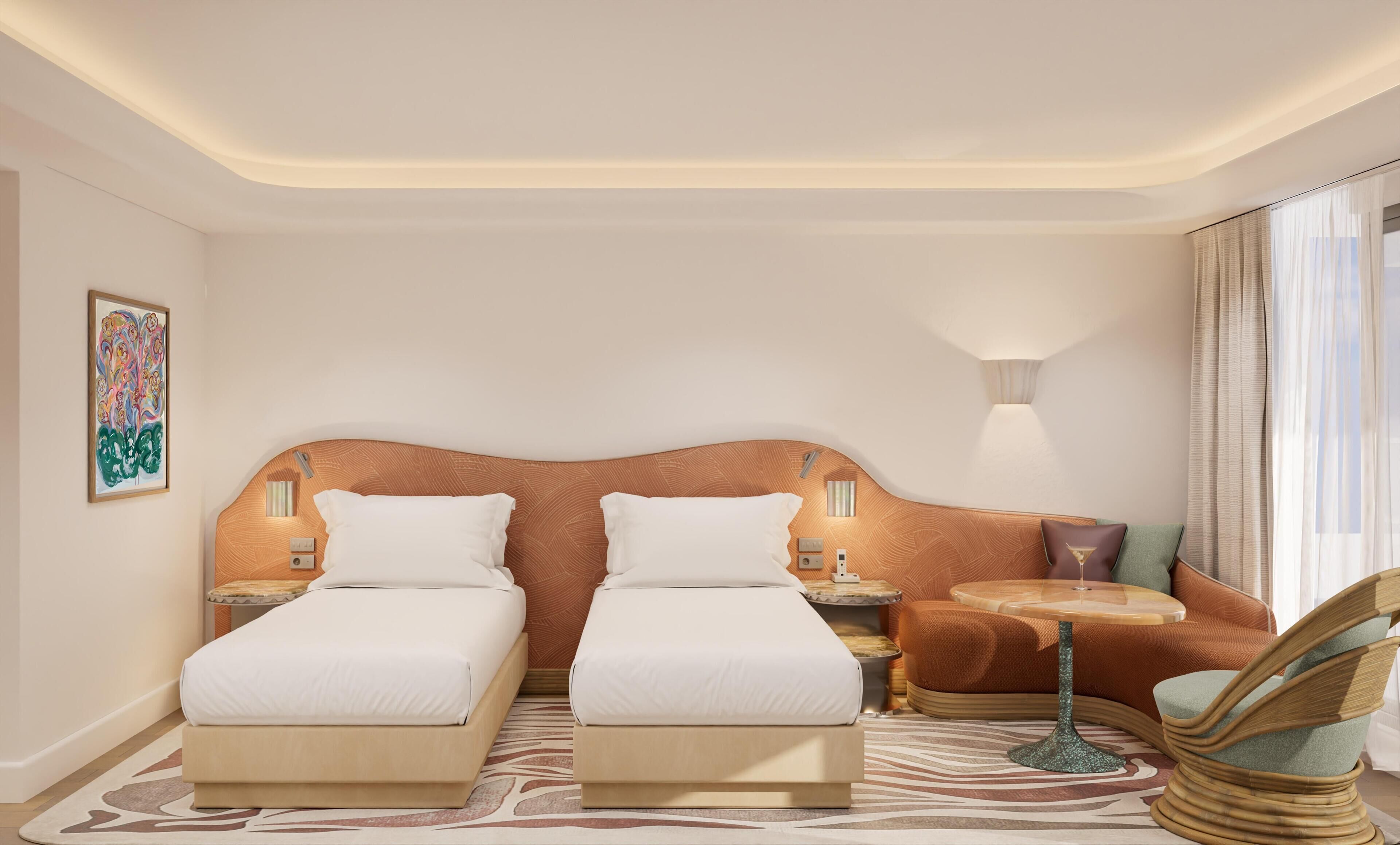 1 sovrum, sängtillbehör av högsta kvalitet, bäddmadrasser och minibar