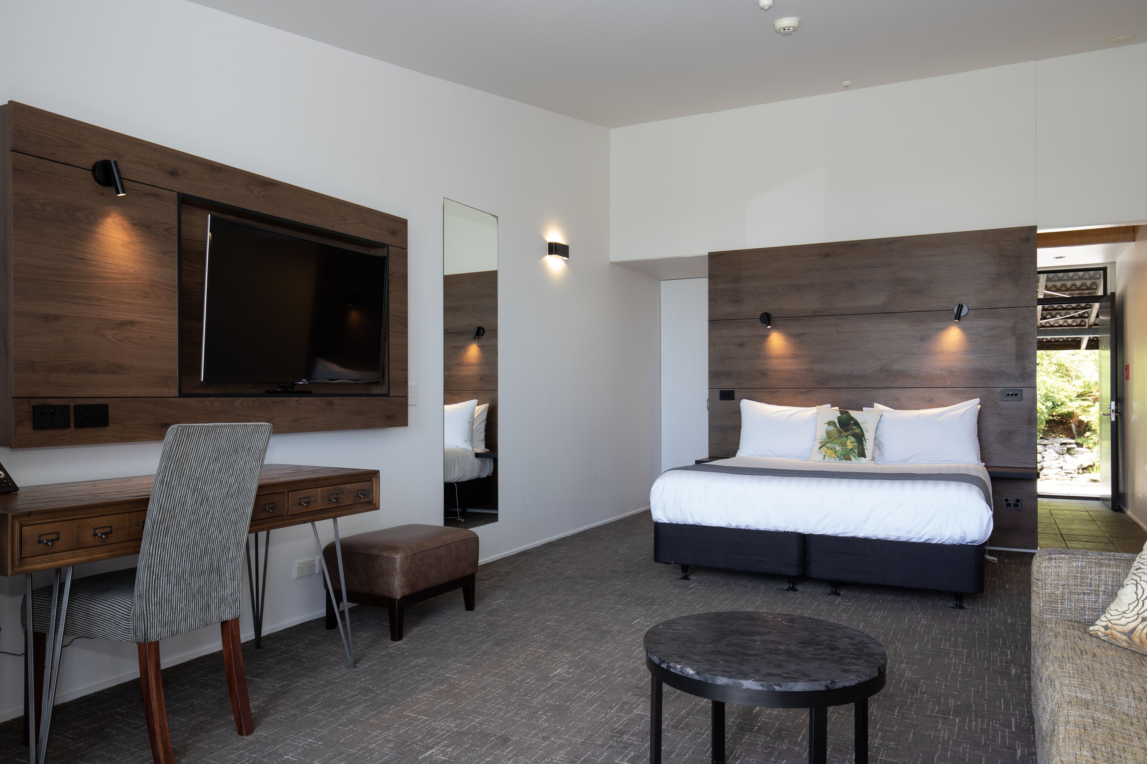 1 bedroom, desk, laptop workspace, iron/ironing board