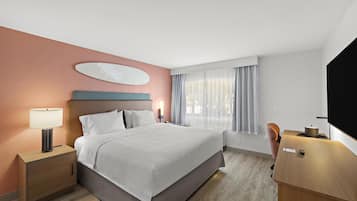 Desk, blackout drapes, WiFi (free), bed sheets