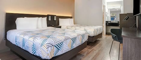 Desk, free WiFi, bed sheets