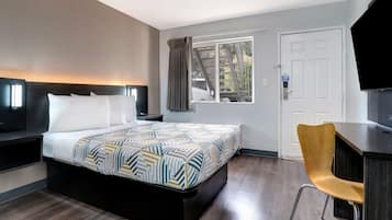 Desk, free WiFi, bed sheets