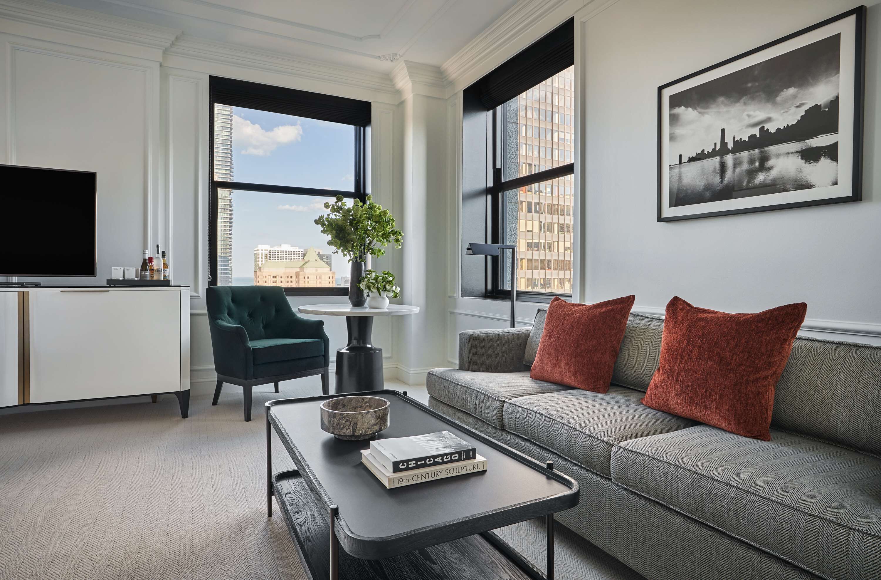 55-inch flat-screen tv with satellite channels, tv, first-run films