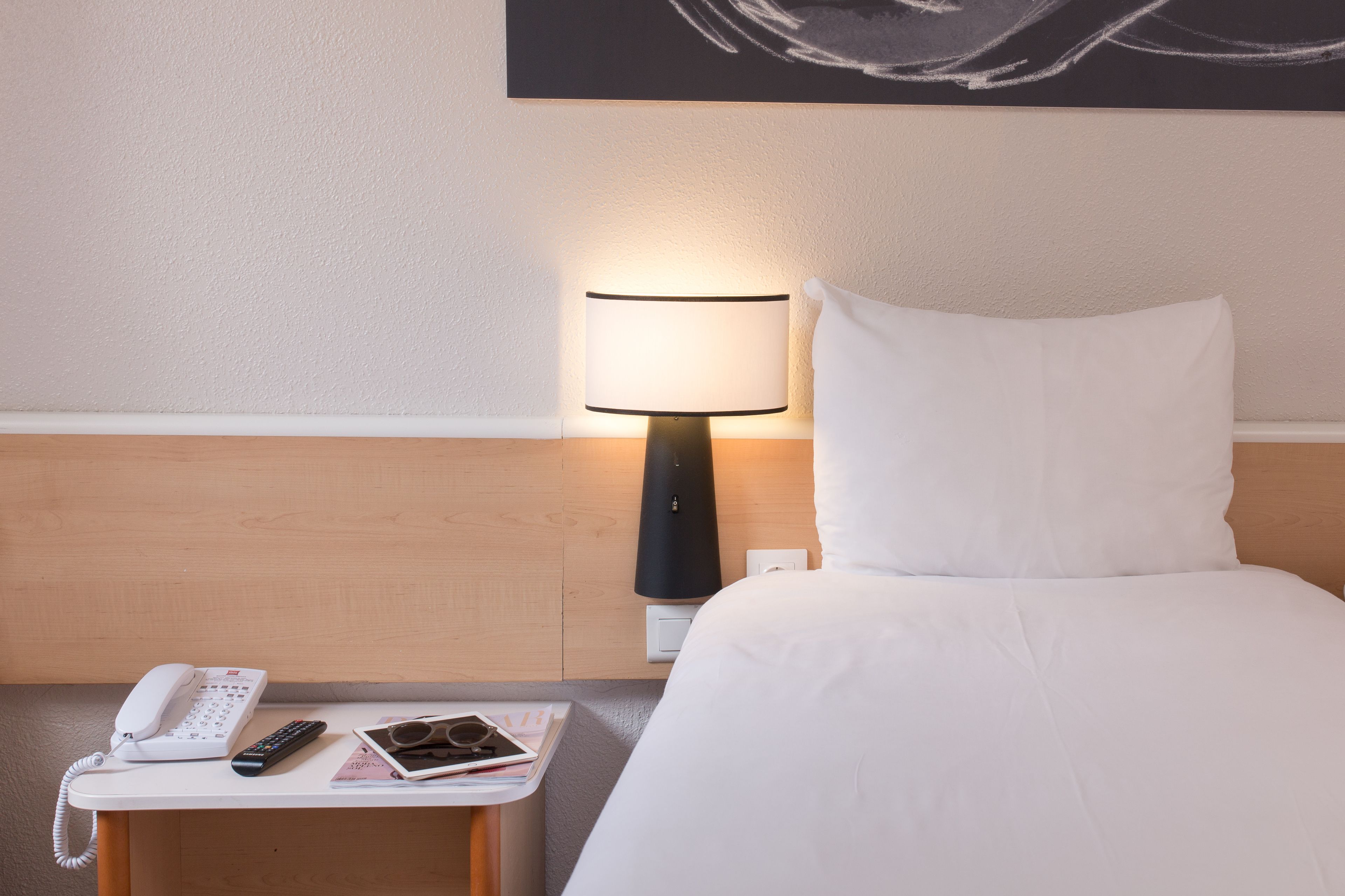 premium bedding, desk, blackout curtains, soundproofing