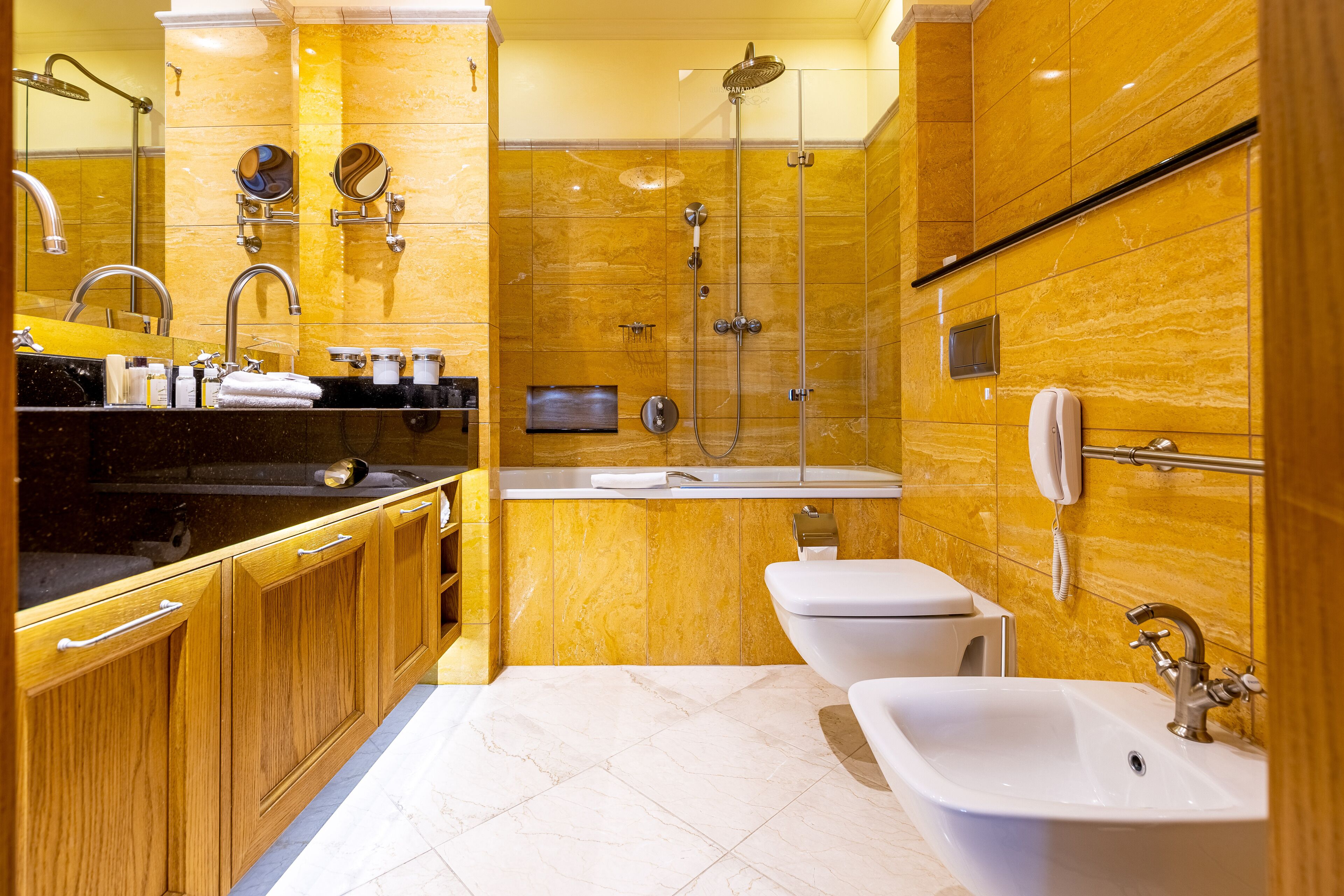 depandance pupp quisisana suite (wellness access) | bathroom | free toiletries, hair dryer, bathrobes, towels