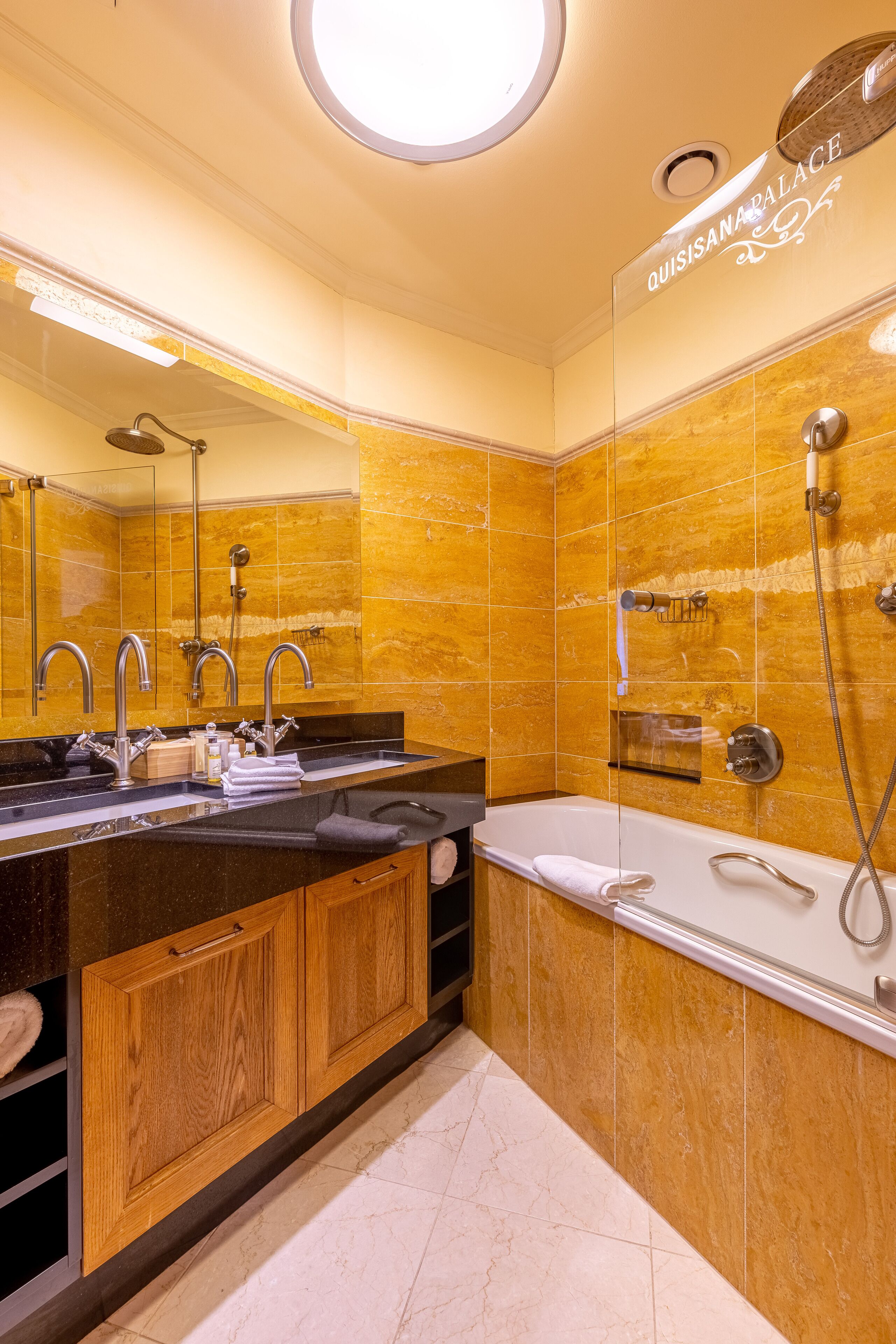 depandance pupp quisisana double room (wellness access) | bathroom | free toiletries, hair dryer, bathrobes, towels