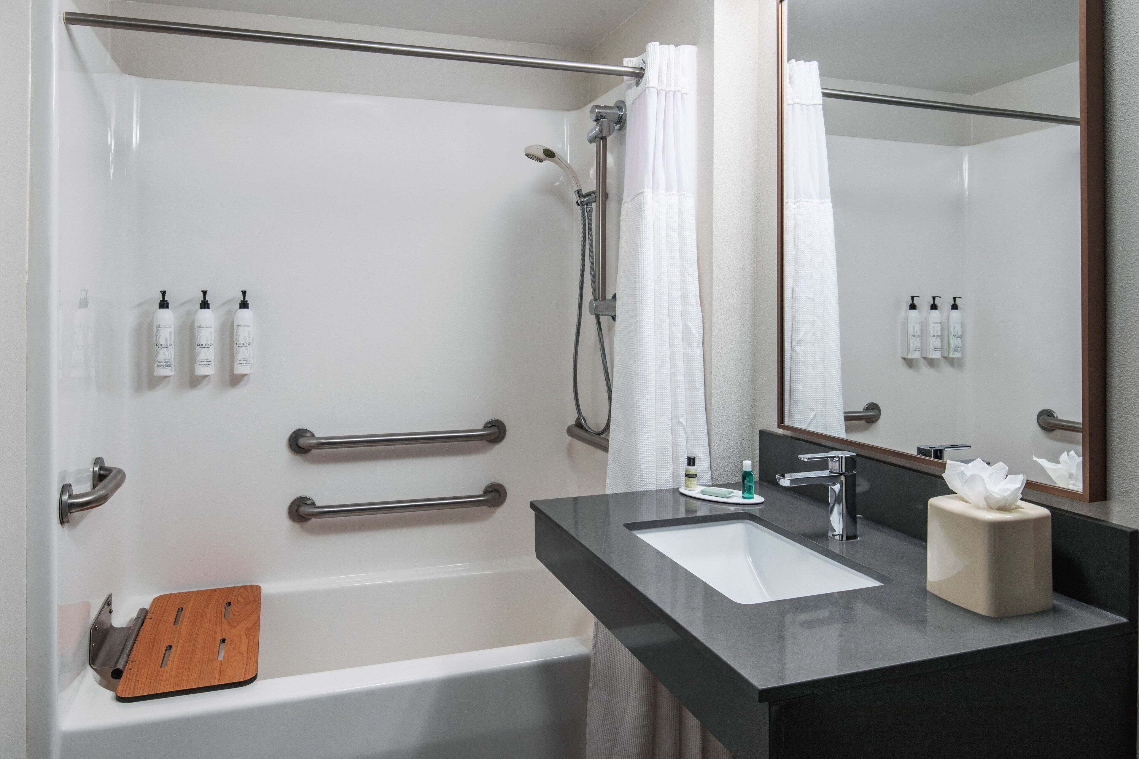 hypo-allergenic bedding, in-room safe, desk, blackout curtains