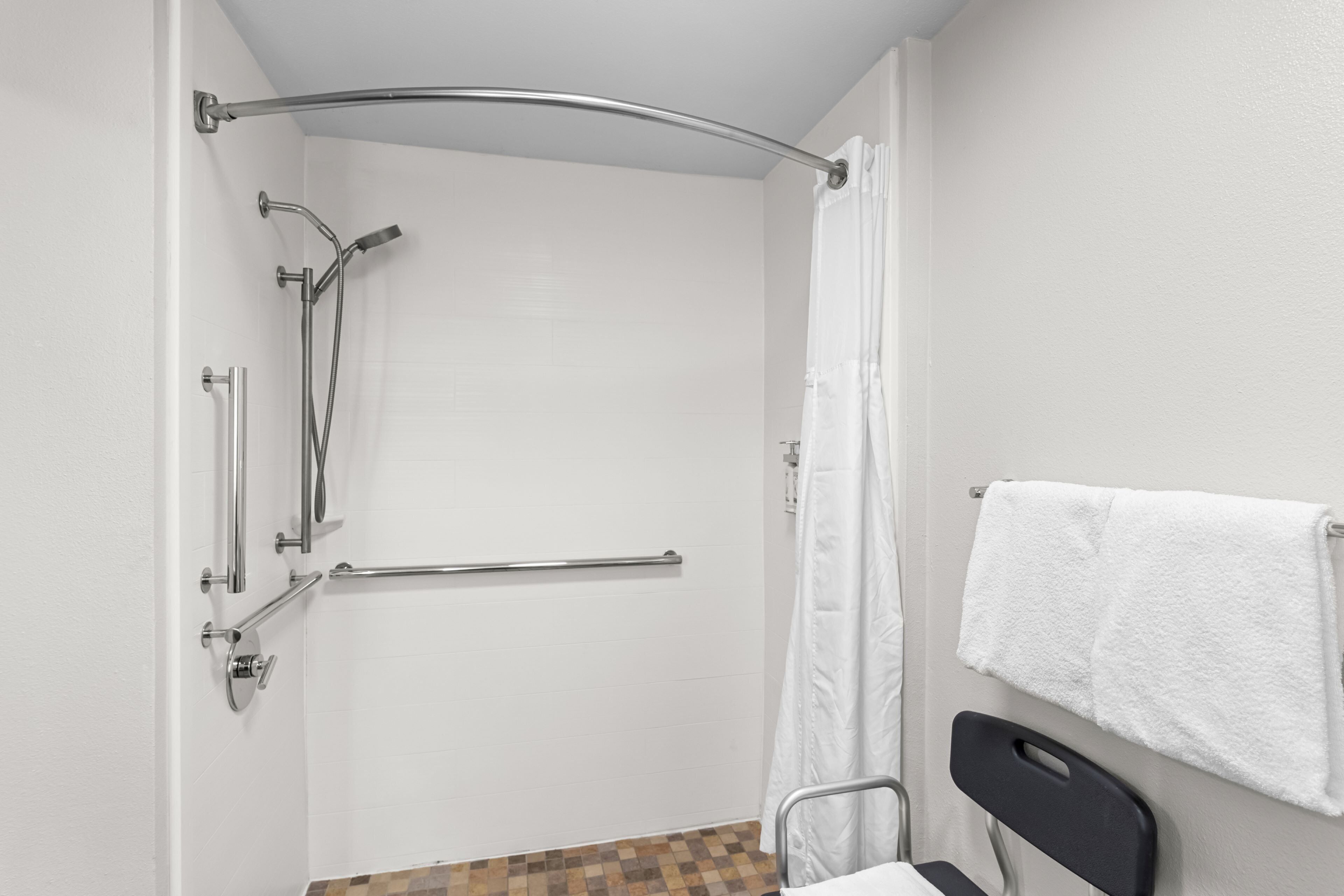 suite, 2 queen beds, roll-in shower (mobility, roll-in shower) | 1 bedroom, in-room safe, desk, laptop workspace