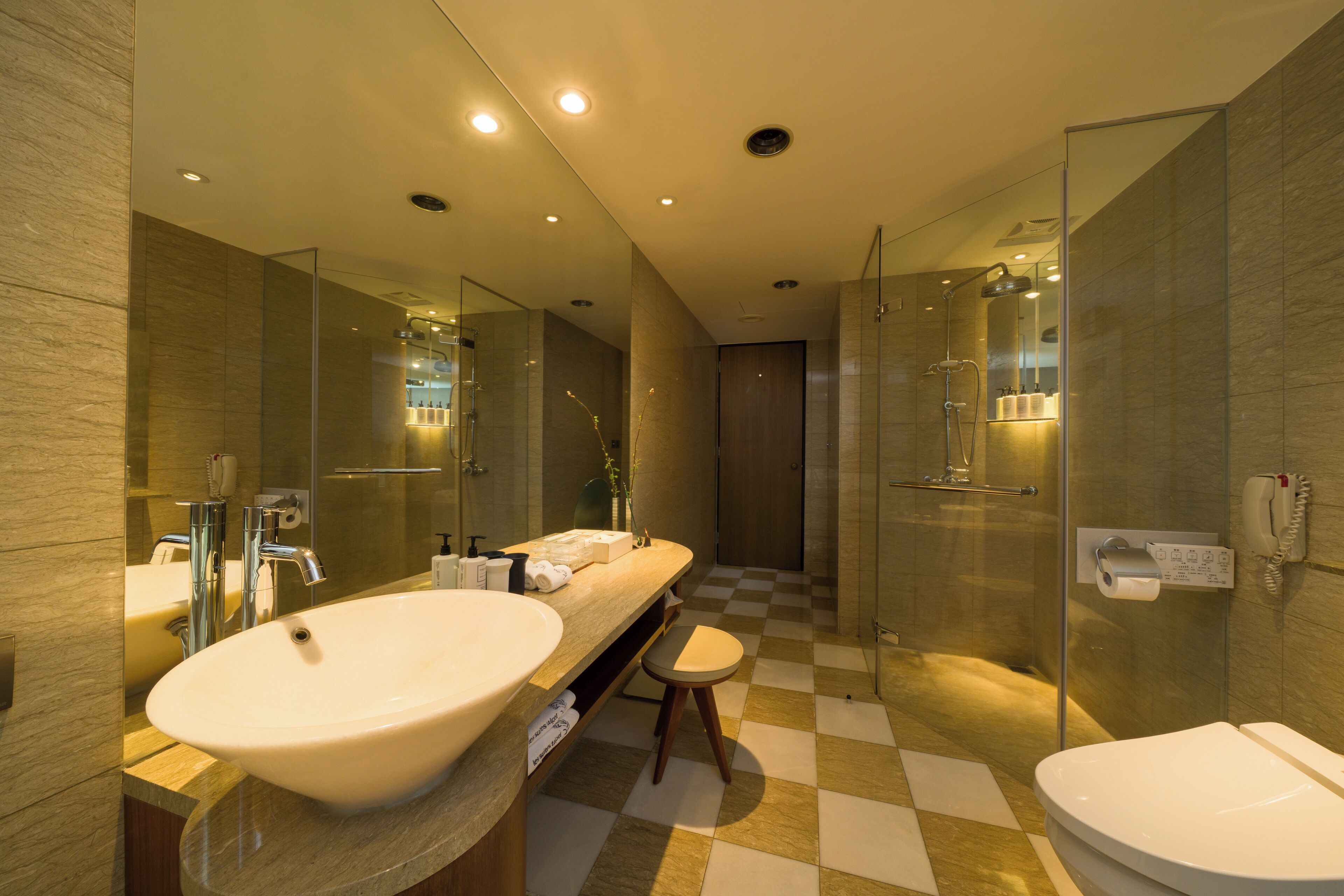suite, 1 king bed, non smoking | bathroom | separate bathtub and shower, rainfall showerhead, designer toiletries