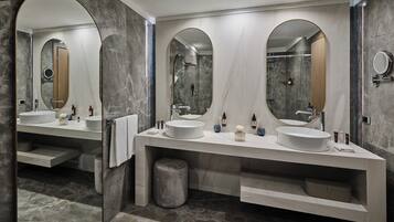 Family Suite, Sea View | Bathroom | Designer toiletries, hair dryer, bathrobes, slippers