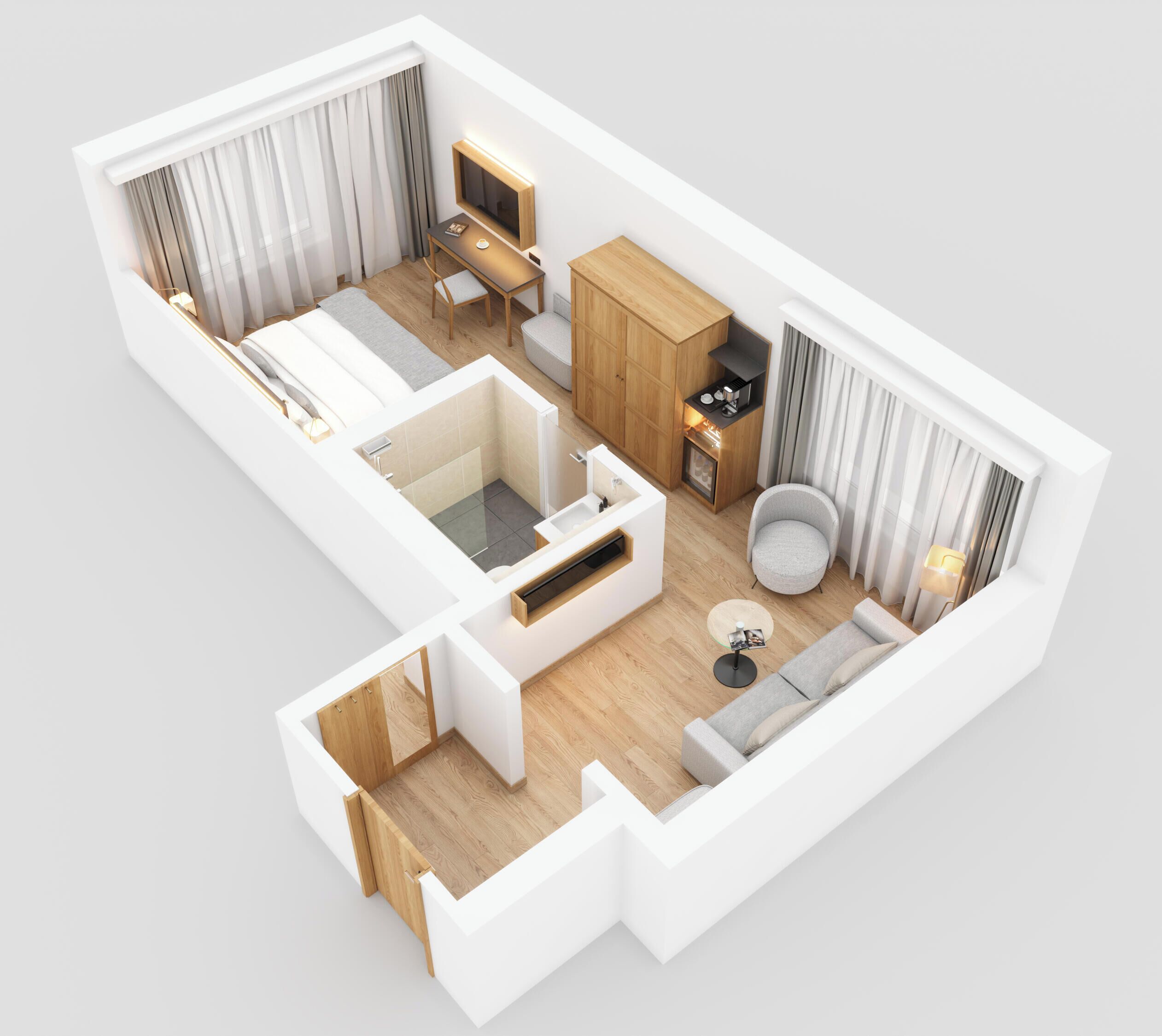 Hypo-allergenic bedding, minibar, in-room safe, desk