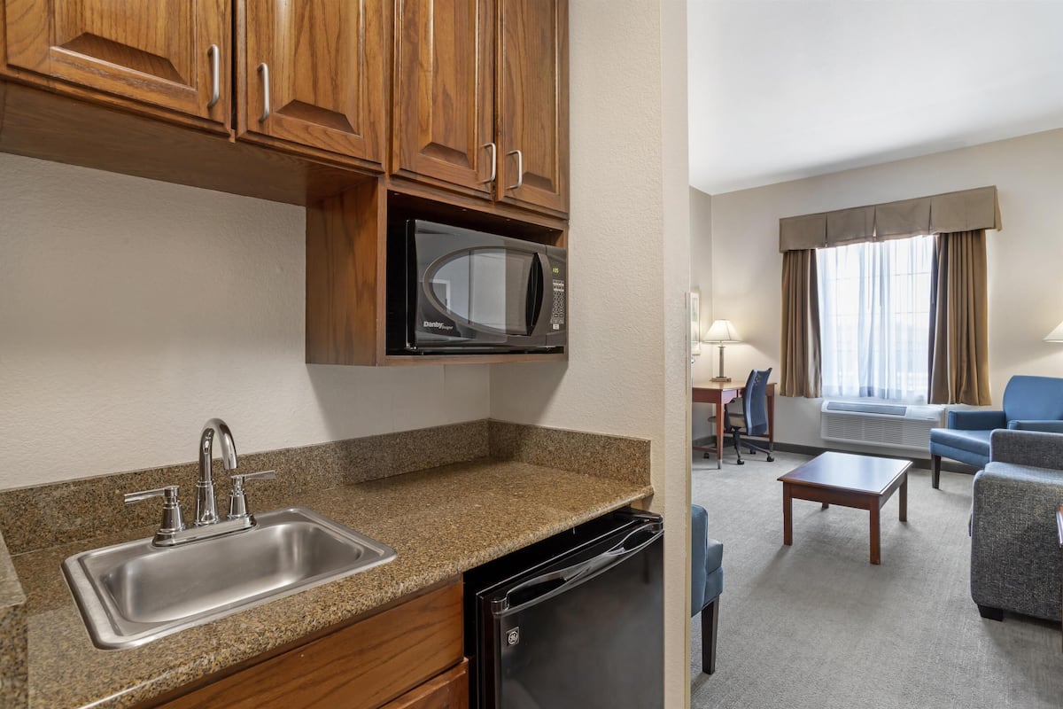 suite, 1 king bed, non smoking, refrigerator & microwave (with sofabed) | desk, blackout curtains, soundproofing, iron/ironing board