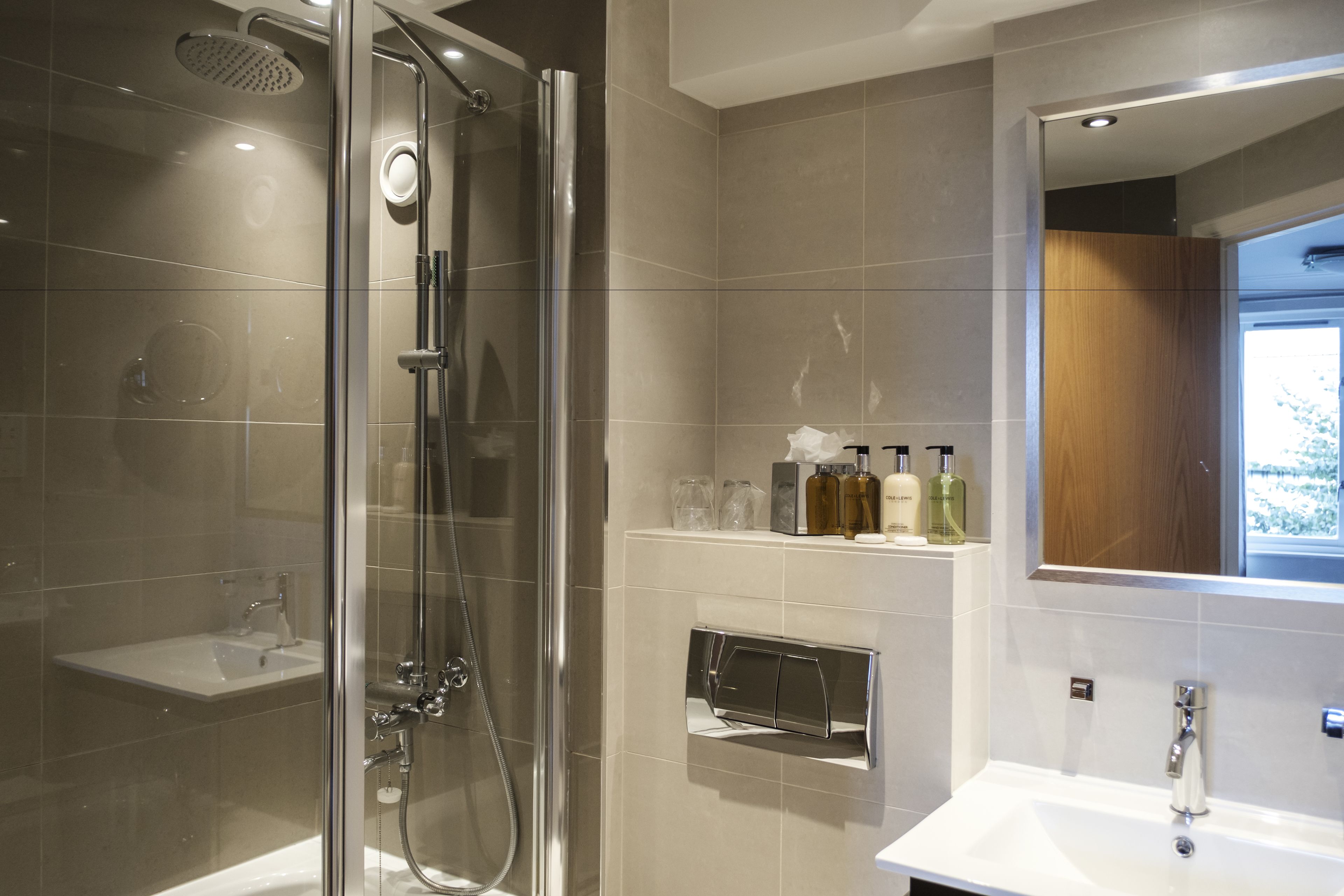 free toiletries, hair dryer, towels