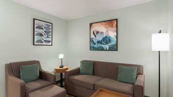 Executive Suite, 1 King Bed, Non Smoking | Desk, laptop workspace, blackout drapes, iron/ironing board