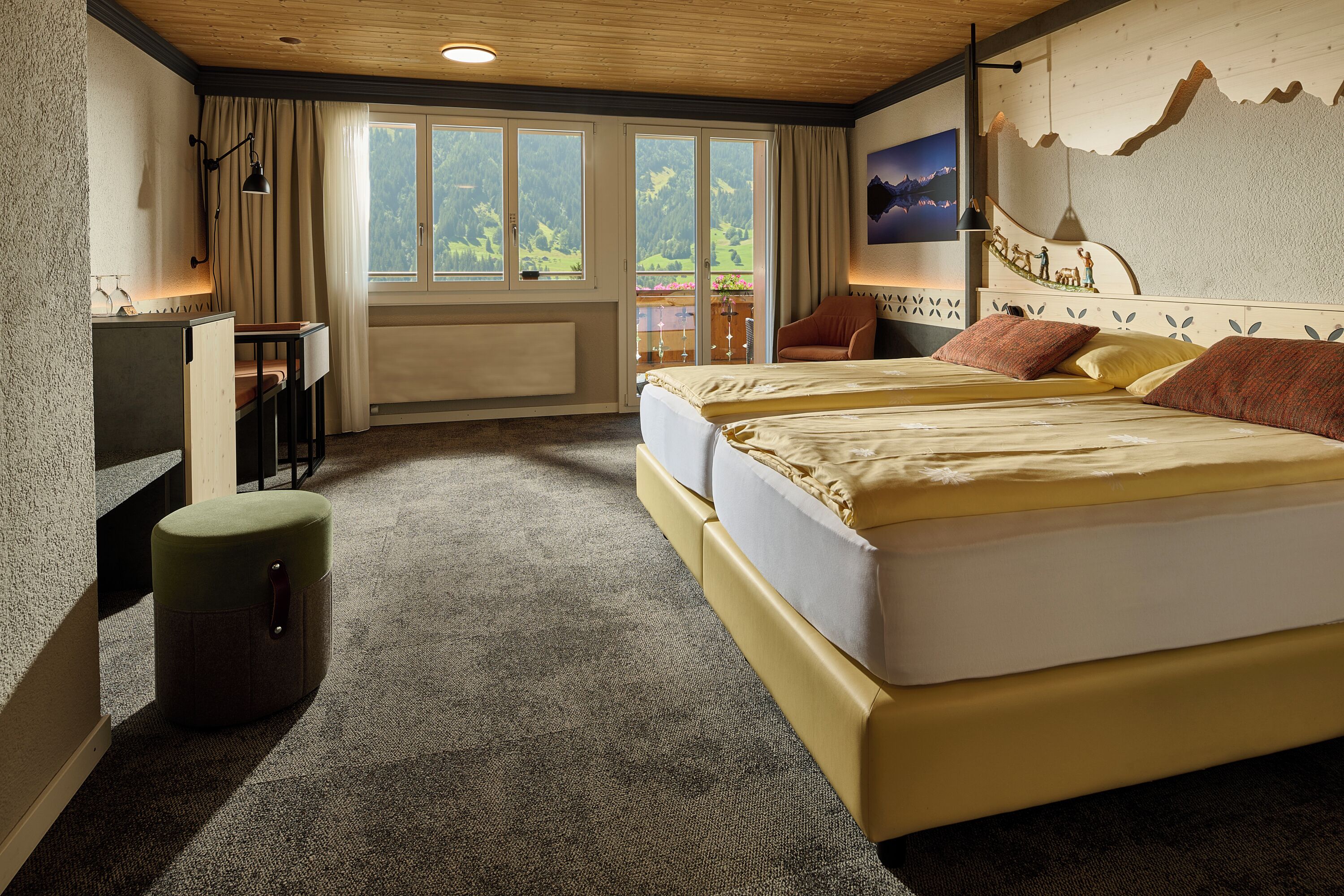 superior double room, balcony, mountain view (eiger) | hypo-allergenic bedding, minibar, in-room safe, individually decorated