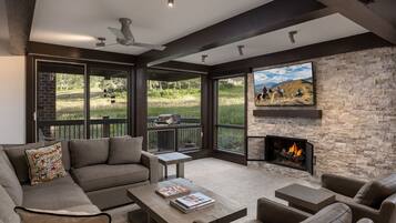 Condo, 2 Bedrooms (Trails 205) | Living area | TV, fireplace, DVD player, pay movies