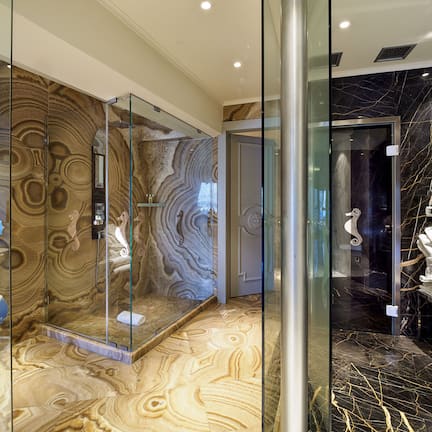 Presidential Suite (Atlantide) | Bathroom | Designer toiletries, hair dryer, bathrobes, slippers