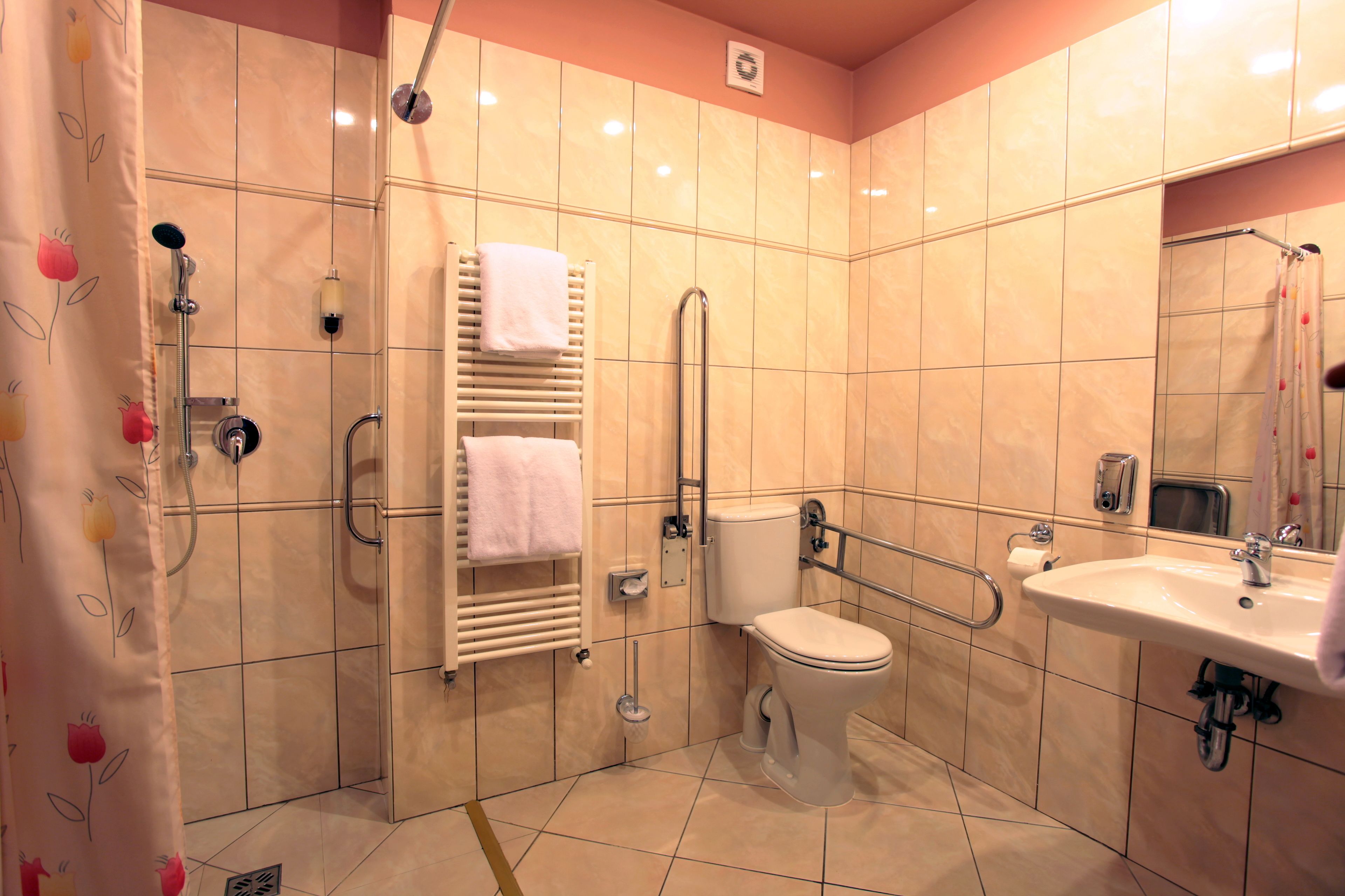 standard double or twin room | bathroom | shower, hair dryer, towels