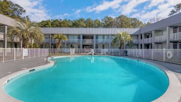 Outdoor pool, pool loungers