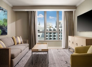 City Suite, 1 King Bed with Sofa bed, Courtyard View | Living area | 55-inch LCD TV with cable channels, TV, Netflix