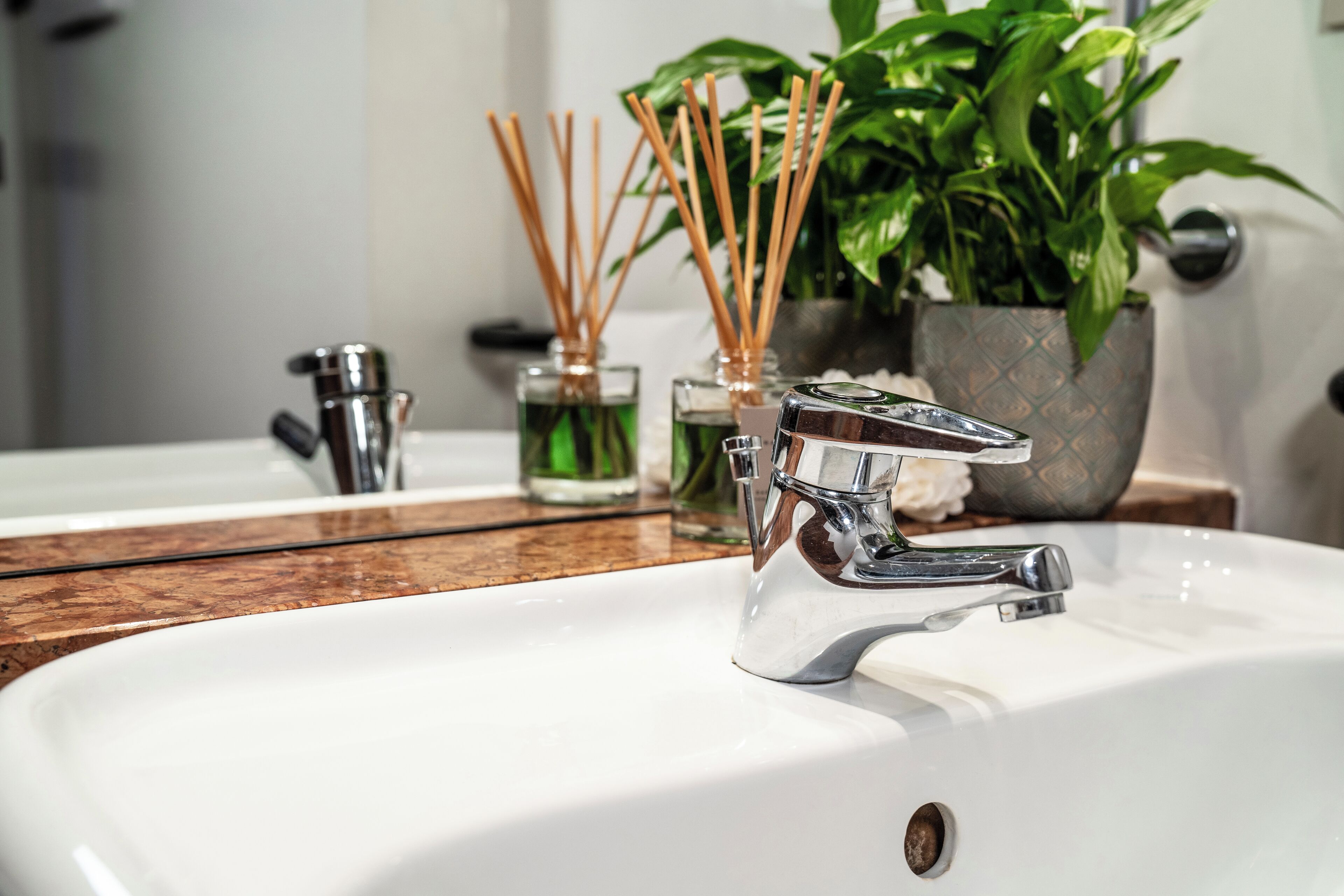 hair dryer, bidet, towels